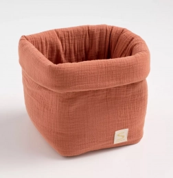 Panier de rangement en double gaze de coton - UNI TERRACOTA Sauthon