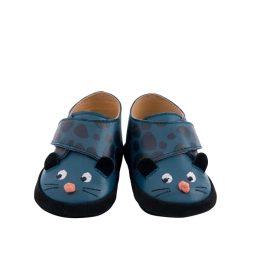 Chaussons en cuir panthère bleu Dans la jungle 18-24 mois Moulin roty