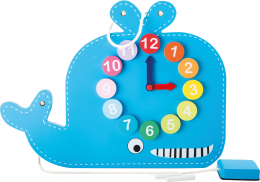 Horloge éducative et tableau en bois Baleine - Small foot