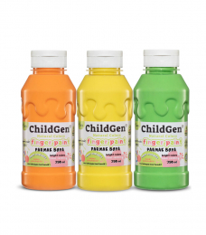 Set de 3 Tubes de Peinture à doigts naturelle 350ml dès 2 ans Pastel Orange jaune vert  - ChildGen