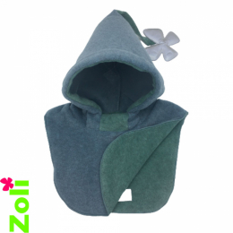Capuchon bébé Polaire Bleu gris/Pistache Zoli