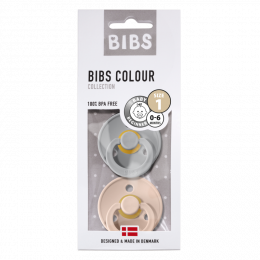 Lot de 2 tétines BIBS T1 cloud/blush