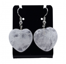 Boucles d'oreilles Coeur Cristal de Roche 4cm