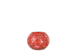 Photophore Boule Mosaic Triangle Verre Rouge/Rose Jolipa