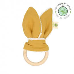 Anneau de dentition Lapin bois & coton bio Moutarde aPuntBarcelona