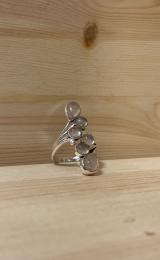 Bague quartz rose AA argent 925 réglabe Géo