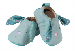 Chaussons cuir Lapin bleu - Les Jolis trop beaux - Moulin Roty
