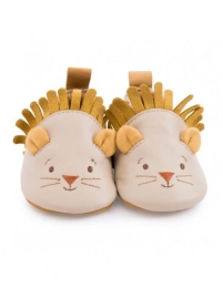 Chaussons en cuir lion beige Sous mon baobab Moulin roty