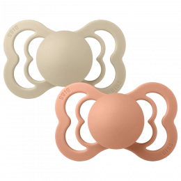 Lot de 2 tétines BIBS T1 Supreme silicone Vanille/Pêche